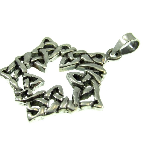 Solid 925 Sterling Silver 5 Pointed Celtic Star Pendant, Celtic Knot Pentagram - Picture 4 of 5
